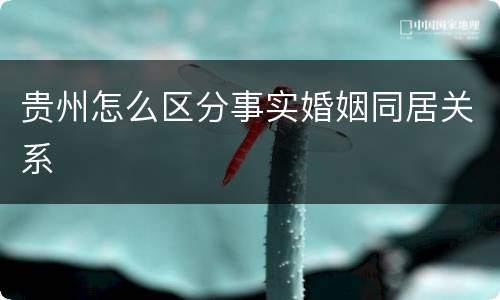 贵州怎么区分事实婚姻同居关系