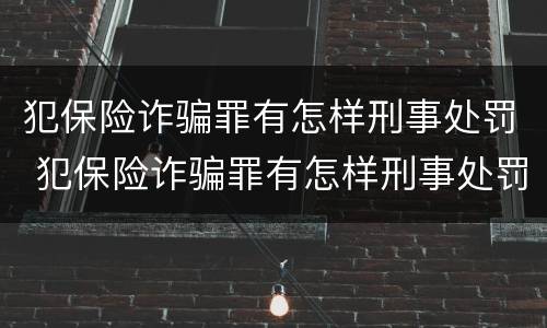 犯保险诈骗罪有怎样刑事处罚 犯保险诈骗罪有怎样刑事处罚的规定