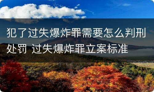 犯了过失爆炸罪需要怎么判刑处罚 过失爆炸罪立案标准