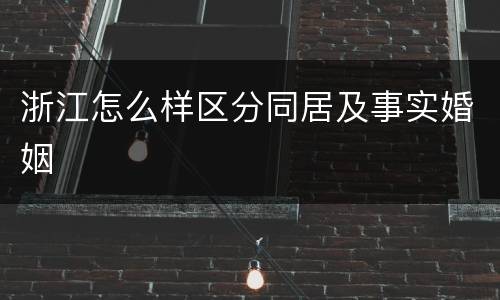 浙江怎么样区分同居及事实婚姻