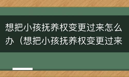 想把小孩抚养权变更过来怎么办（想把小孩抚养权变更过来怎么办手续）