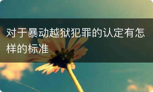 对于暴动越狱犯罪的认定有怎样的标准