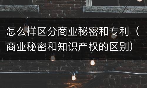 怎么样区分商业秘密和专利（商业秘密和知识产权的区别）