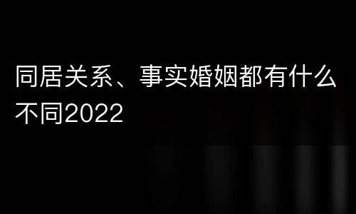 同居关系、事实婚姻都有什么不同2022