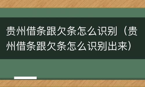 贵州借条跟欠条怎么识别（贵州借条跟欠条怎么识别出来）