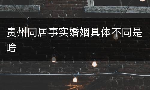 贵州同居事实婚姻具体不同是啥