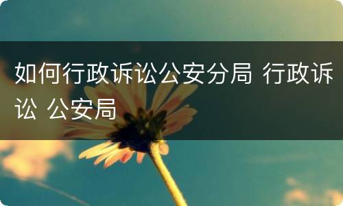 如何行政诉讼公安分局 行政诉讼 公安局