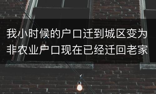 我小时候的户口迁到城区变为非农业户口现在已经迁回老家十年了请问我能得到拆迁补偿吗