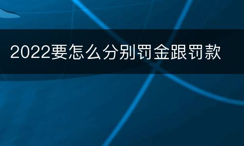 2022要怎么分别罚金跟罚款