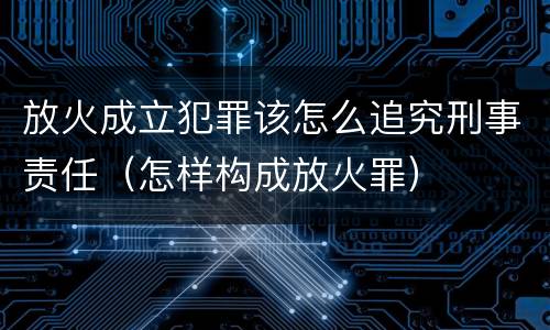 放火成立犯罪该怎么追究刑事责任（怎样构成放火罪）