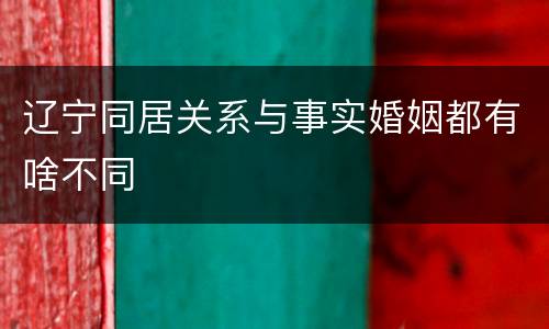 辽宁同居关系与事实婚姻都有啥不同