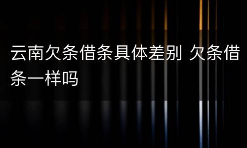 云南欠条借条具体差别 欠条借条一样吗