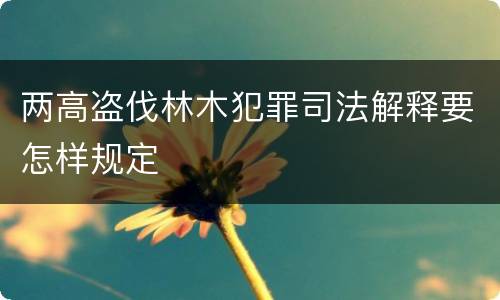 两高盗伐林木犯罪司法解释要怎样规定