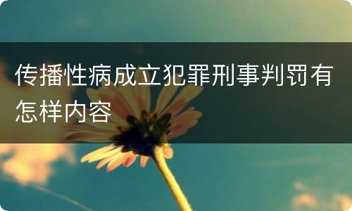 传播性病成立犯罪刑事判罚有怎样内容