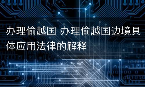 办理偷越国 办理偷越国边境具体应用法律的解释