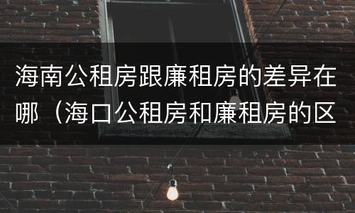 海南公租房跟廉租房的差异在哪（海口公租房和廉租房的区别）