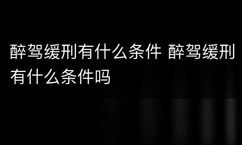 醉驾缓刑有什么条件 醉驾缓刑有什么条件吗