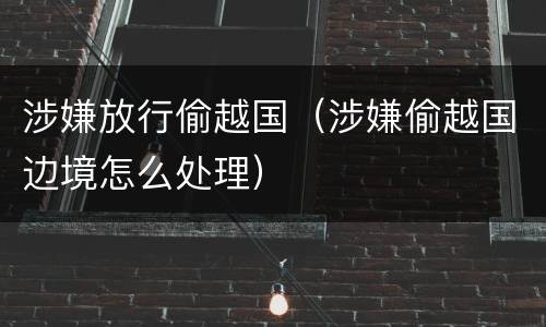 涉嫌放行偷越国（涉嫌偷越国边境怎么处理）