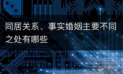 同居关系、事实婚姻主要不同之处有哪些