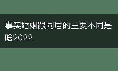 事实婚姻跟同居的主要不同是啥2022