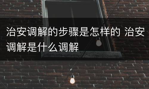 治安调解的步骤是怎样的 治安调解是什么调解