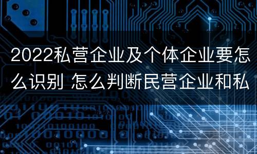 2022私营企业及个体企业要怎么识别 怎么判断民营企业和私营企业