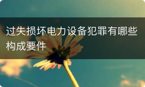 过失损坏电力设备犯罪有哪些构成要件