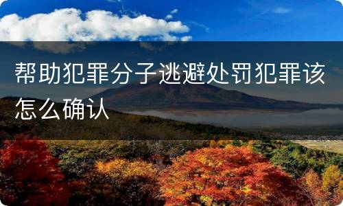 帮助犯罪分子逃避处罚犯罪该怎么确认