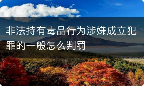 非法持有毒品行为涉嫌成立犯罪的一般怎么判罚