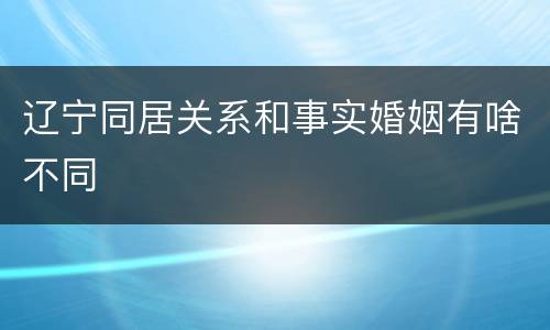 辽宁同居关系和事实婚姻有啥不同