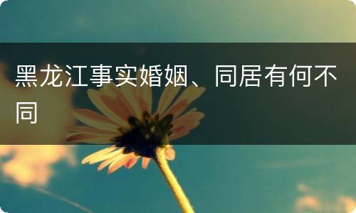 黑龙江事实婚姻、同居有何不同