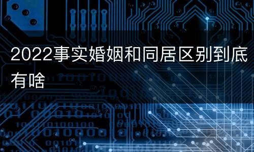 2022事实婚姻和同居区别到底有啥