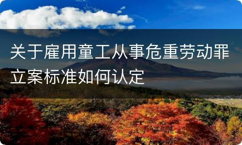 关于雇用童工从事危重劳动罪立案标准如何认定