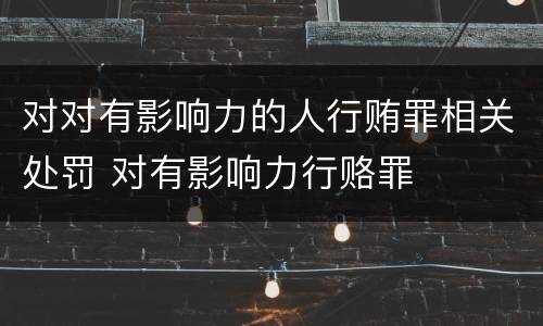 对对有影响力的人行贿罪相关处罚 对有影响力行赂罪