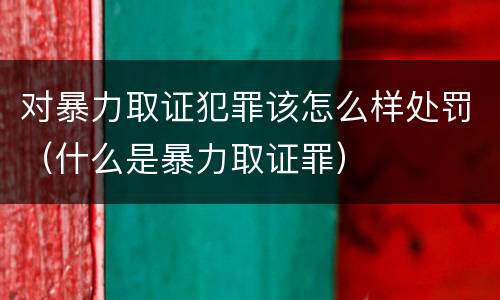 对暴力取证犯罪该怎么样处罚（什么是暴力取证罪）
