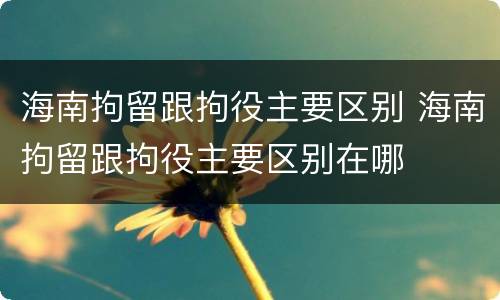 海南拘留跟拘役主要区别 海南拘留跟拘役主要区别在哪