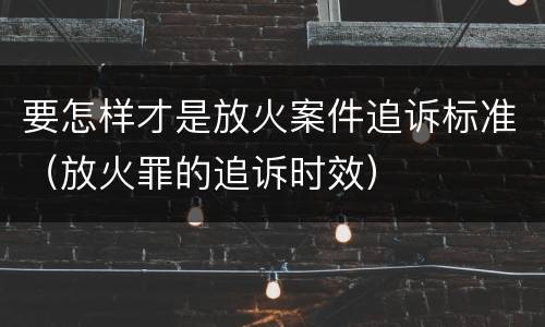 要怎样才是放火案件追诉标准（放火罪的追诉时效）