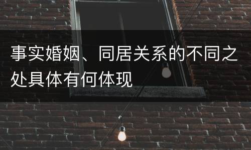事实婚姻、同居关系的不同之处具体有何体现