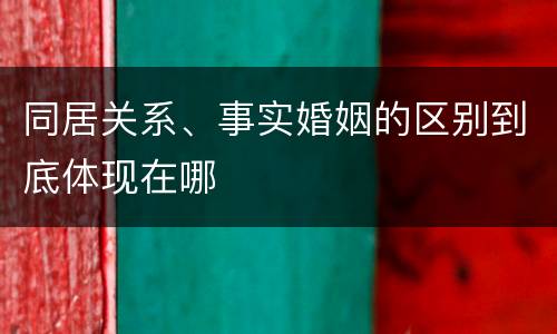 同居关系、事实婚姻的区别到底体现在哪