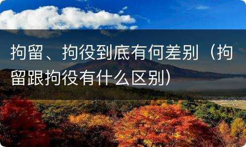 拘留、拘役到底有何差别（拘留跟拘役有什么区别）
