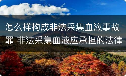 怎么样构成非法采集血液事故罪 非法采集血液应承担的法律责任
