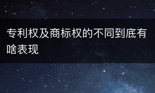 专利权及商标权的不同到底有啥表现