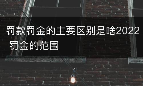 罚款罚金的主要区别是啥2022 罚金的范围