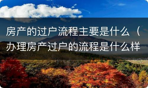 房产的过户流程主要是什么（办理房产过户的流程是什么样的）
