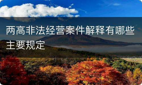 两高非法经营案件解释有哪些主要规定