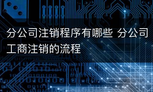 分公司注销程序有哪些 分公司工商注销的流程