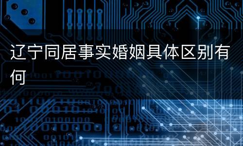 辽宁同居事实婚姻具体区别有何