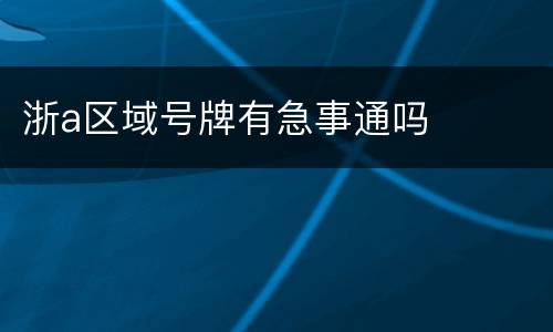 浙a区域号牌有急事通吗
