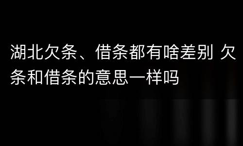 湖北欠条、借条都有啥差别 欠条和借条的意思一样吗