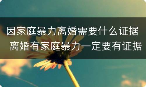 因家庭暴力离婚需要什么证据 离婚有家庭暴力一定要有证据吗